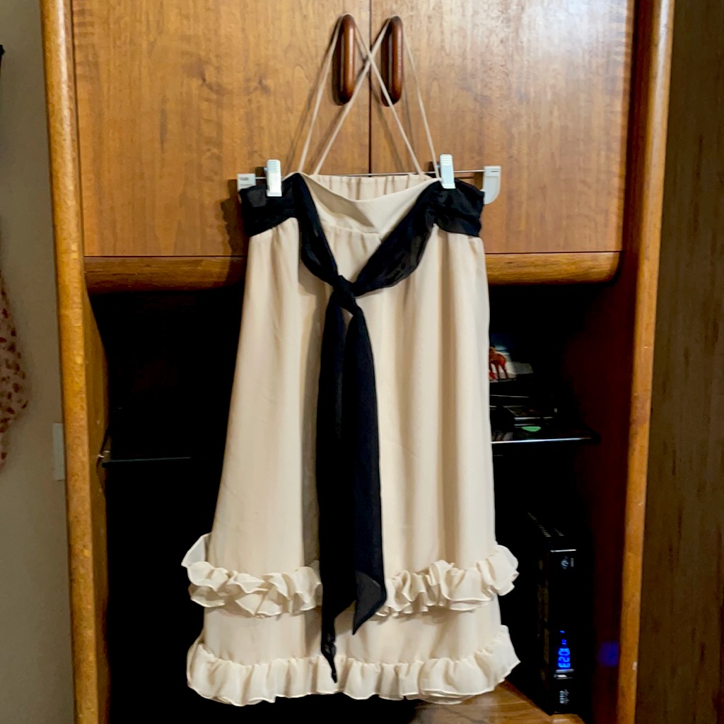 Vintage- Boho, Prairie,Cream Colored Flowy, Chiffony, Baby Doll Dress